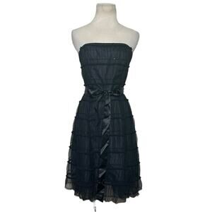 Morgan & Co. Y2K black strapless tulle party tiered dress size 7/8